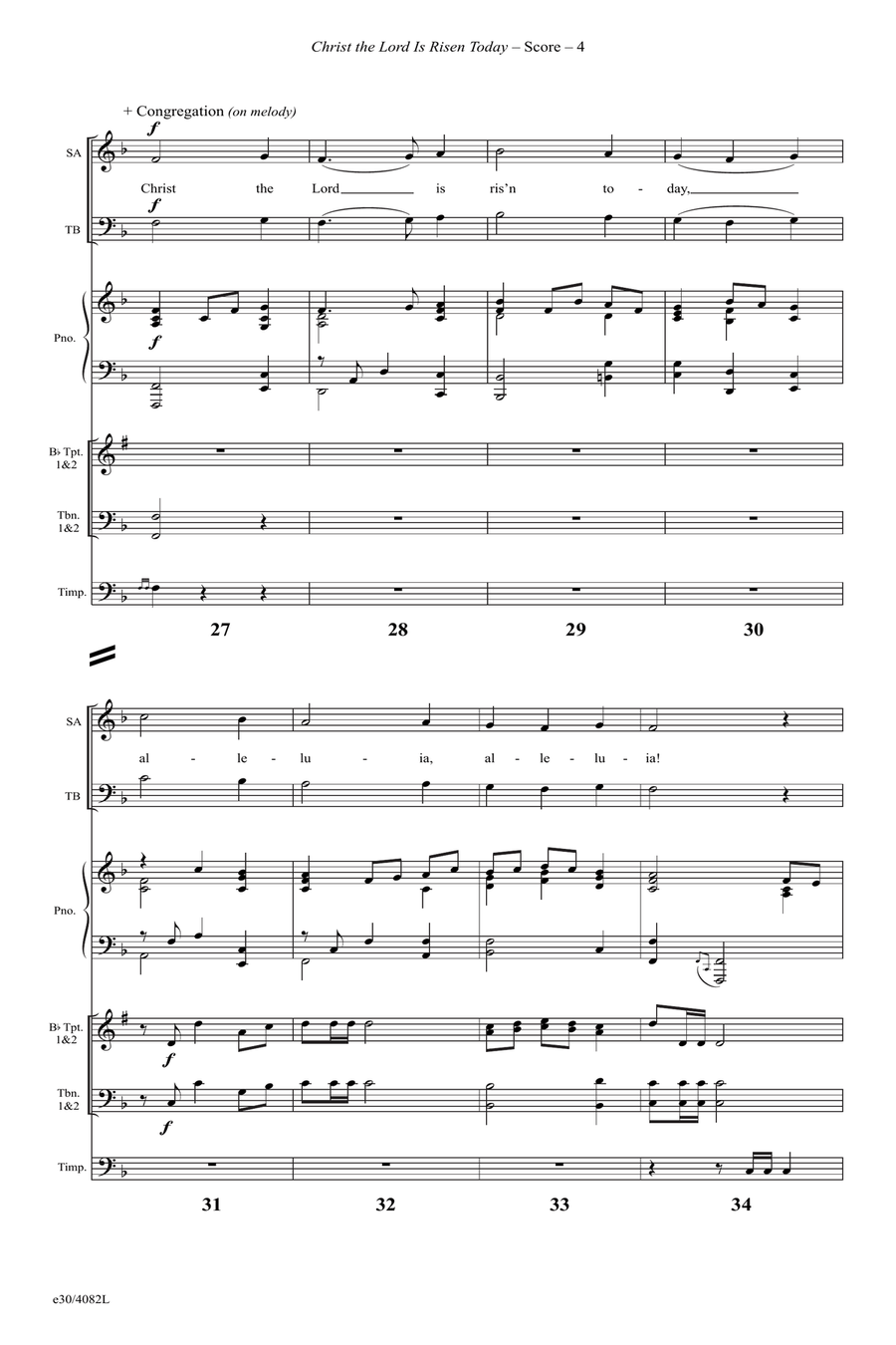 Christ the Lord Is Risen Today - Downloadable Brass and Timpani Score and Parts Percussion scores gallery preview page 5