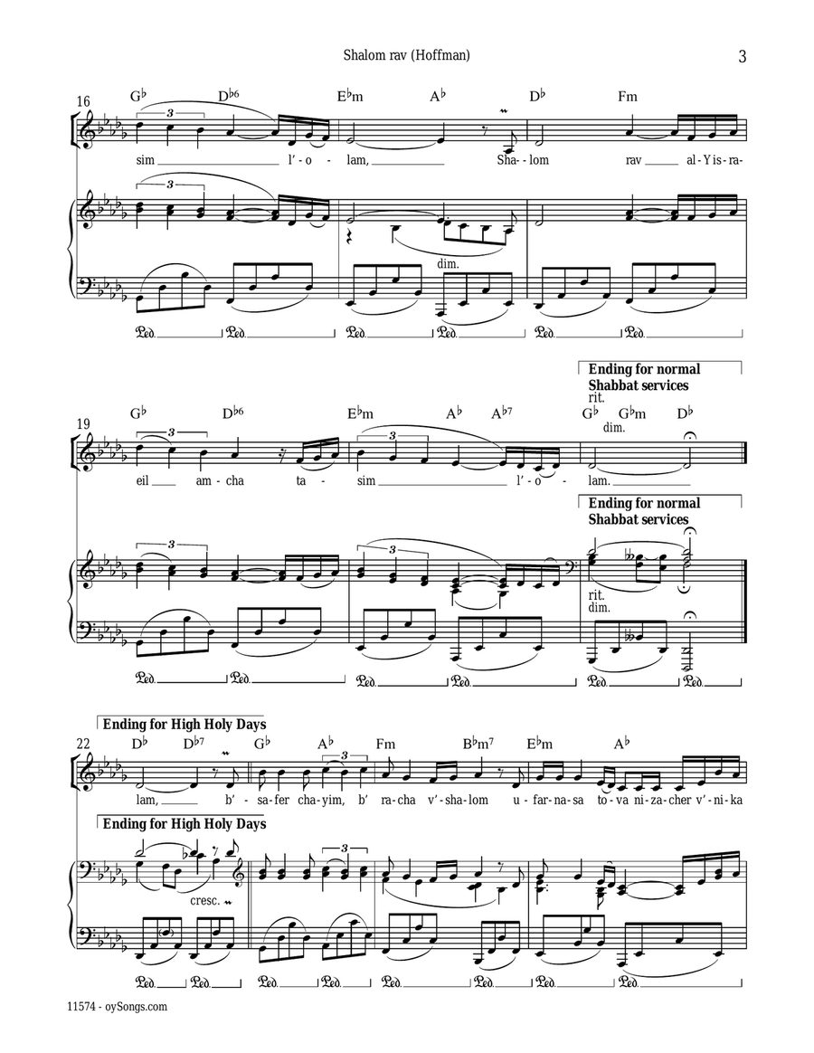 Shalom Rav Shalom Rav Mixed Choir scores gallery preview page 3