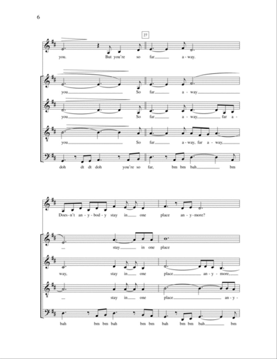 So Far Away 4-Part scores gallery preview page 6