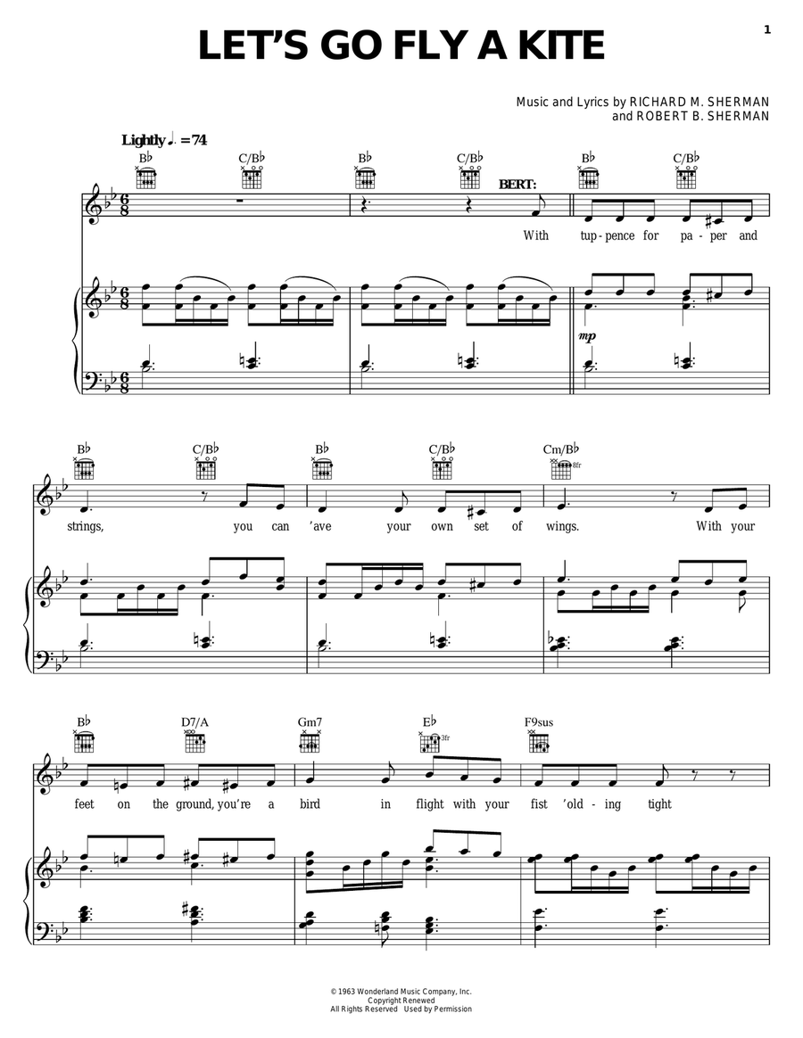 Let's Go Fly A Kite (from Mary Poppins: The Musical) Guitar scores gallery preview page 1