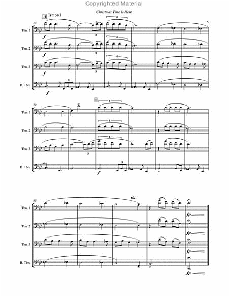 Christmas Time Is Here for Trombone Quartet Trombone Quartet scores gallery preview page 3