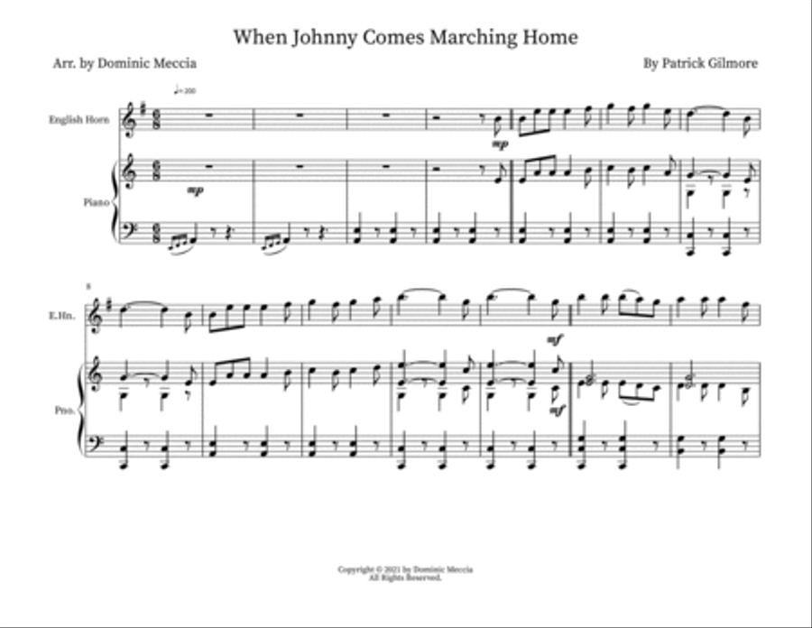 When Johnny Comes Marching Home English Horn scores gallery preview page 1