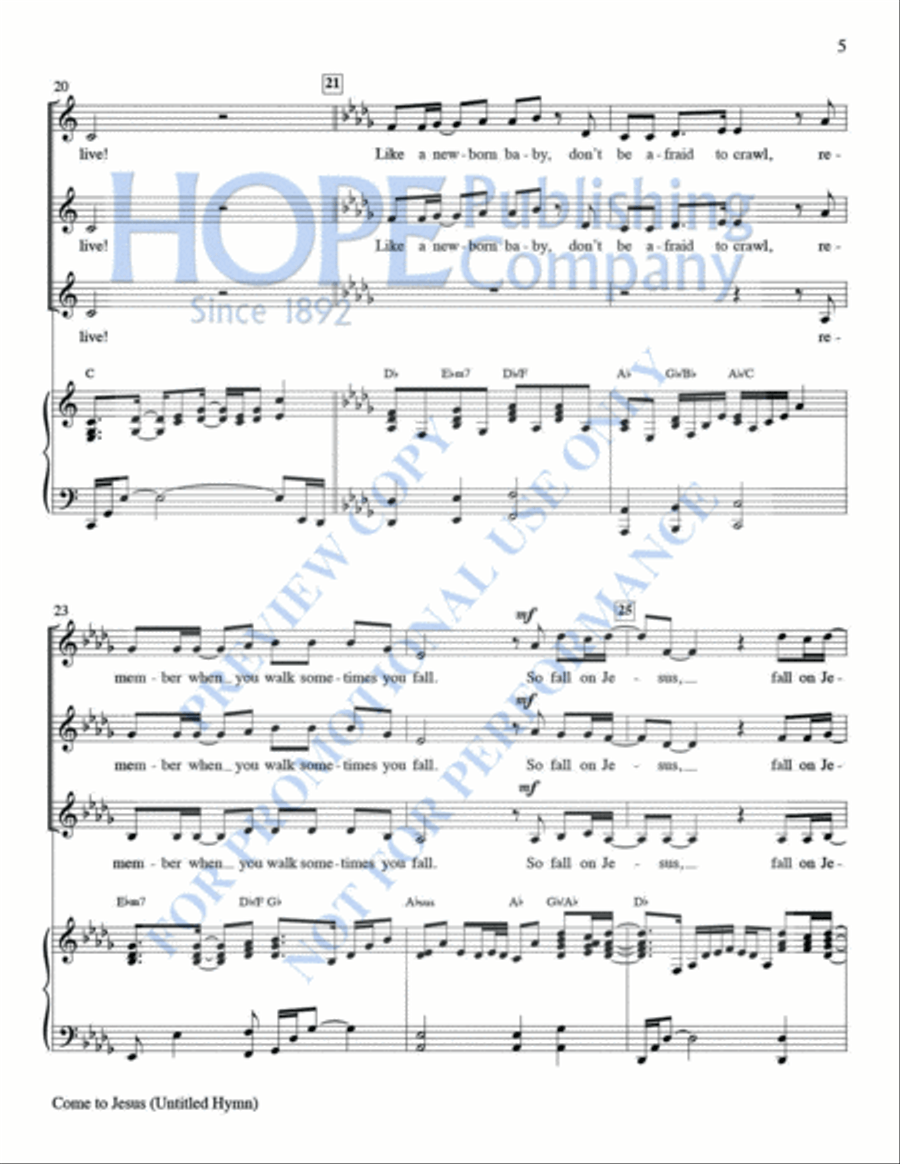 Come to Jesus (Untitled Hymn) Women's Choir scores gallery preview page 6