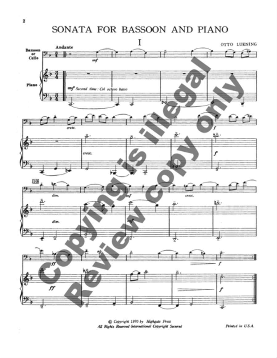 Sonata for Bassoon and Piano Bassoon Solo scores gallery preview page 5