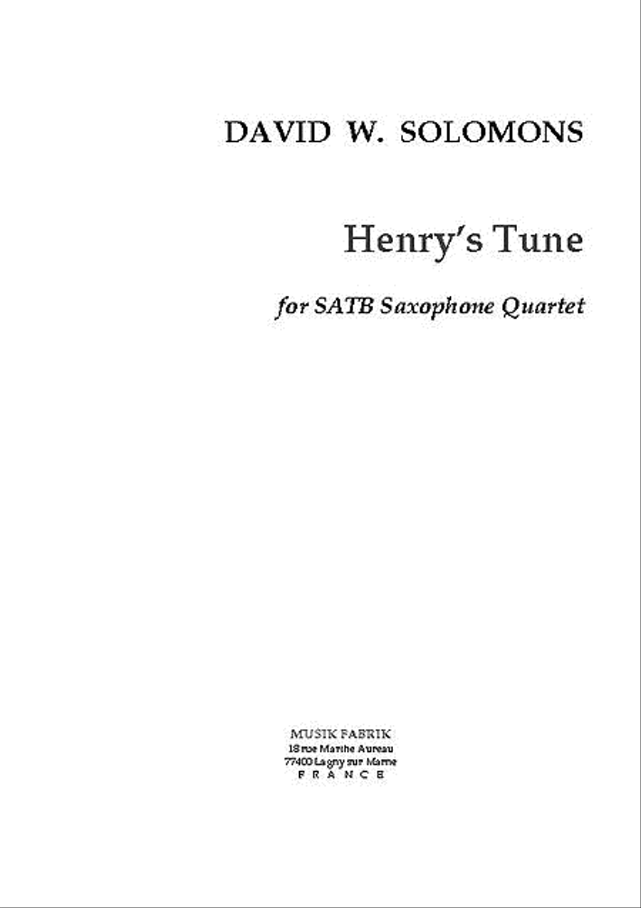 Henry's Tune Saxophone Quartet scores gallery preview page 1