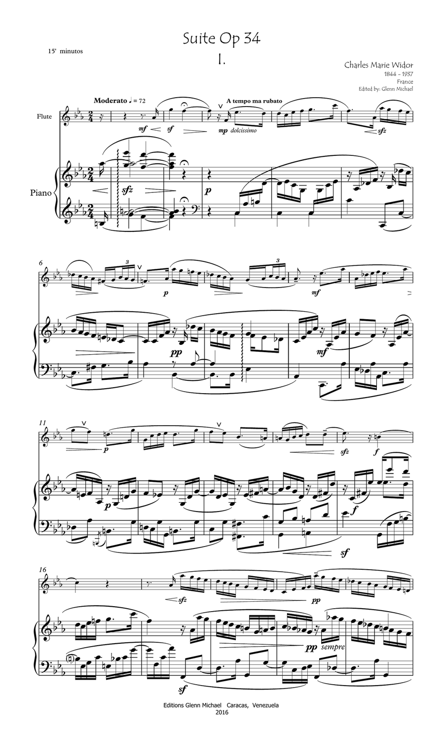 Widor, Suite Op 34 for Flute & piano Flute Solo scores gallery preview page 2