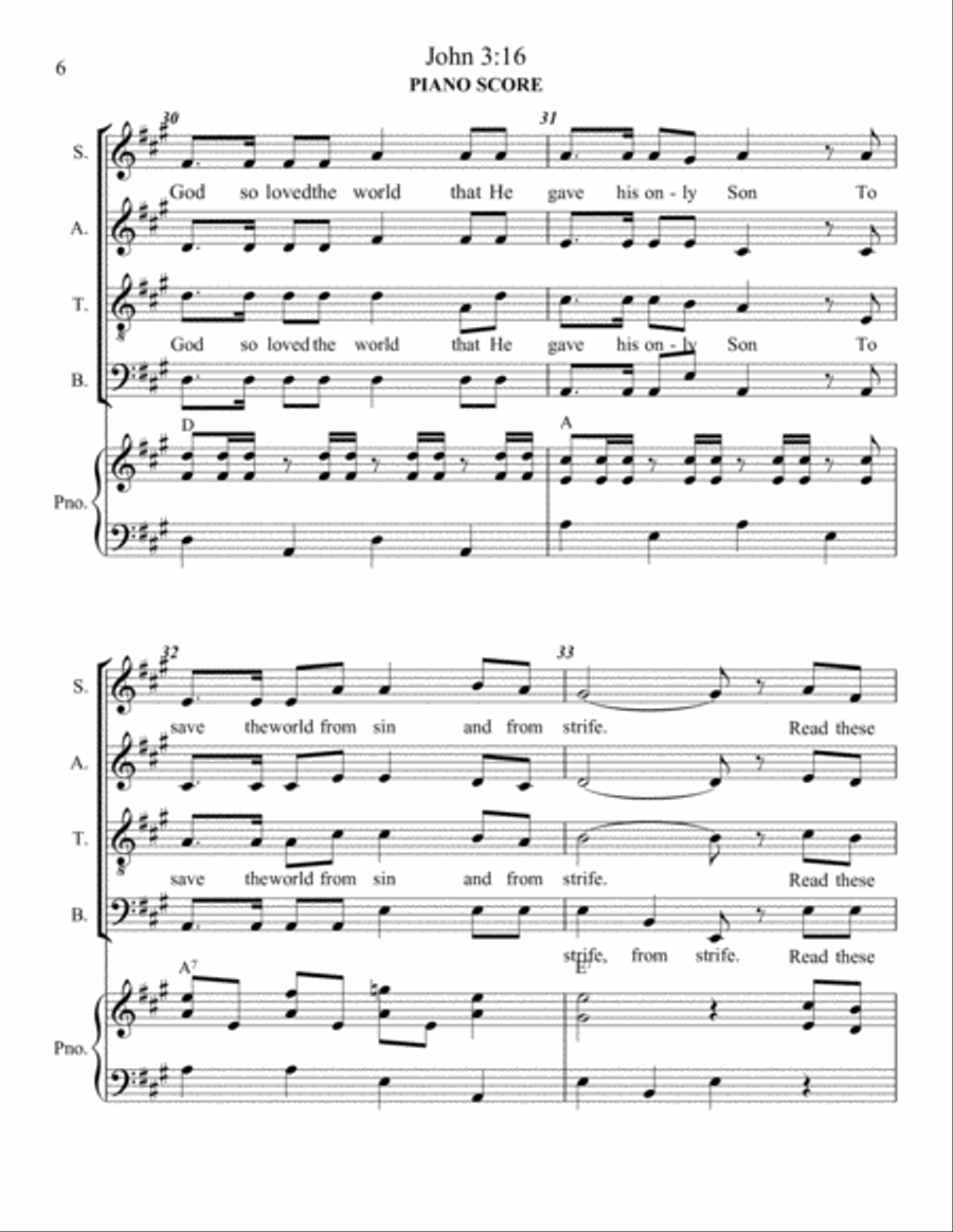 John 3:16 John 3:16 4-Part scores gallery preview page 6