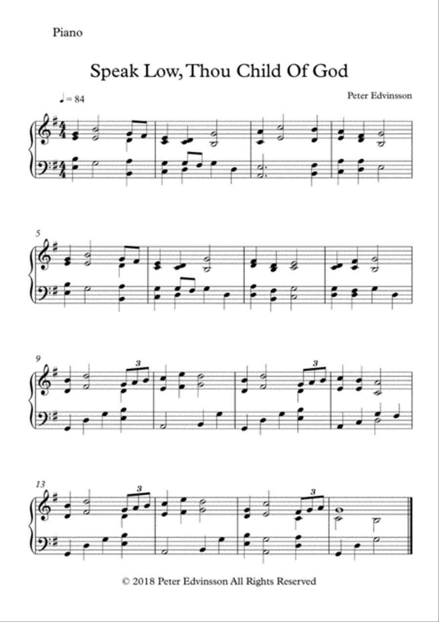 Speak Low, Thou Child Of God - Easy piano sheet music Easy Piano scores gallery preview page 1