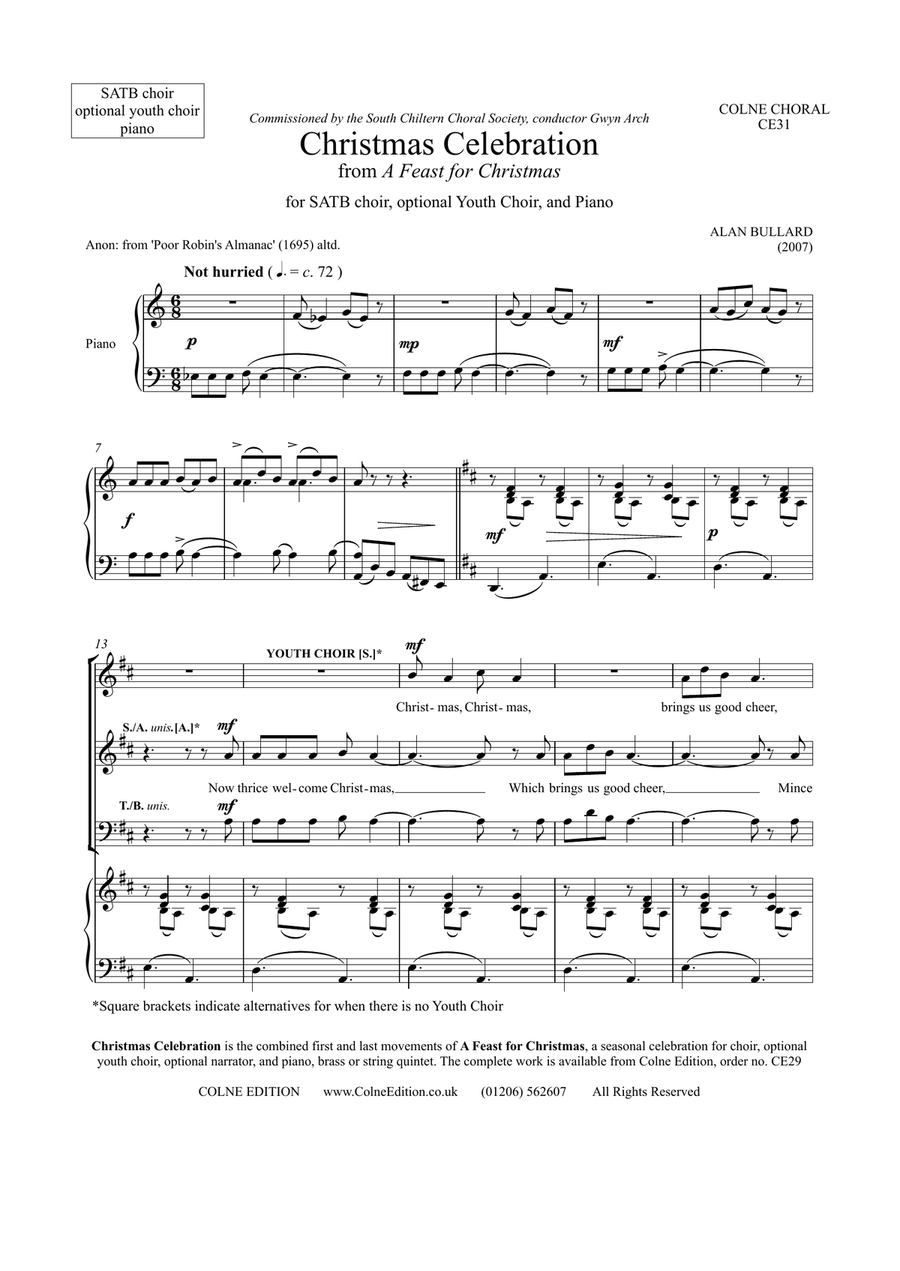 Christmas Celebration (SATB & optional youth choir) 4-Part scores gallery preview page 1