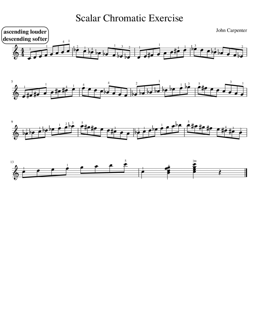 Scalar Chromatic Exercise Number 1 Right hand Ascending Piano Method scores gallery preview page 1
