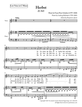 Book cover for Schubert - Herbst - Low Voice in C Minor