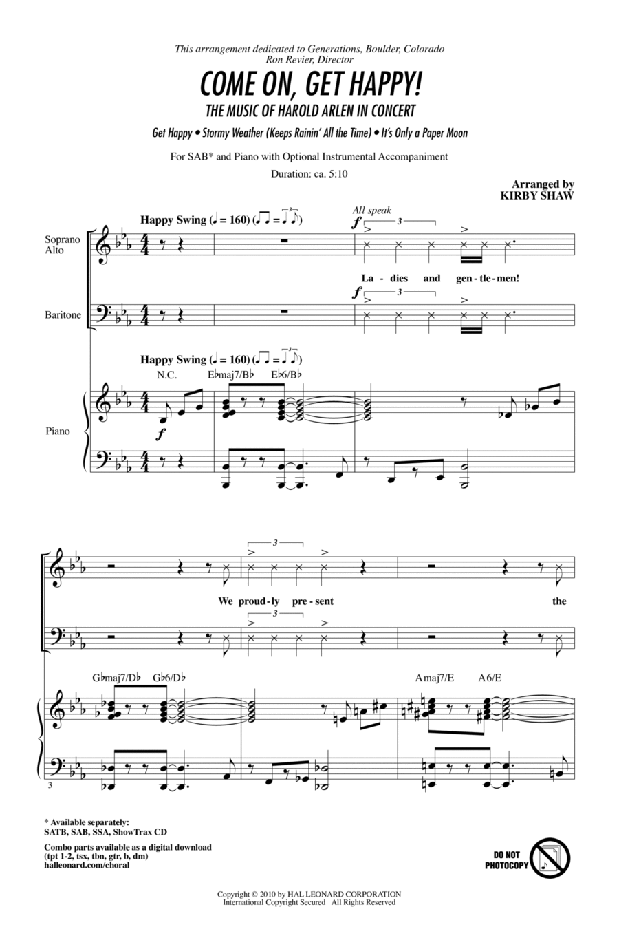 Come On, Get Happy! The Music Of Harold Arlen In Concert (Medley) 3-Part scores gallery preview page 1