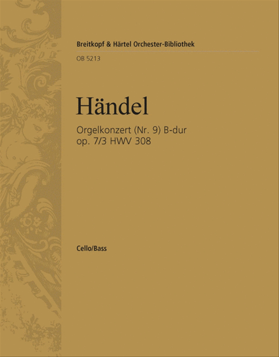 Book cover for Organ Concerto (No. 9) in B flat major Op. 7/3 HWV 308