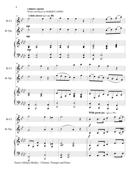 EASTER ALLELUIA MEDLEY (Trio – Bb Clarinet, Bb Trumpet/Piano) Score and Parts image number null