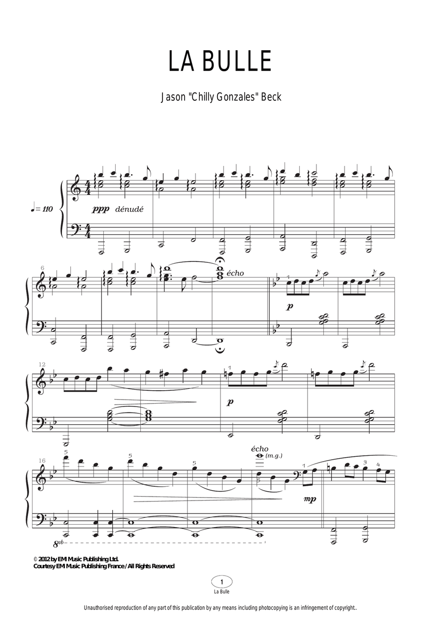 La Bulle Piano Solo scores gallery preview page 1