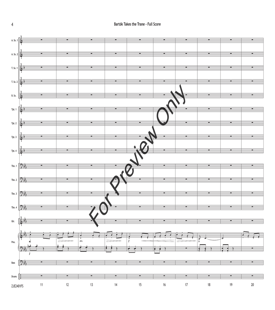Bartók Takes the Trane Bartók Takes the Trane Jazz Ensemble scores gallery preview page 4
