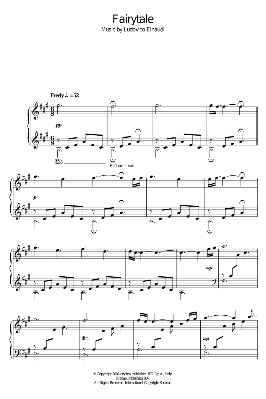 Fairytale Piano Solo scores gallery preview page 1