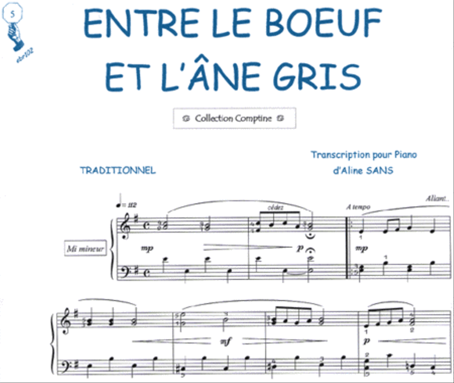 Entre le bœuf et l'âne gris (Comptine) Guitar Tablature scores gallery preview page 1