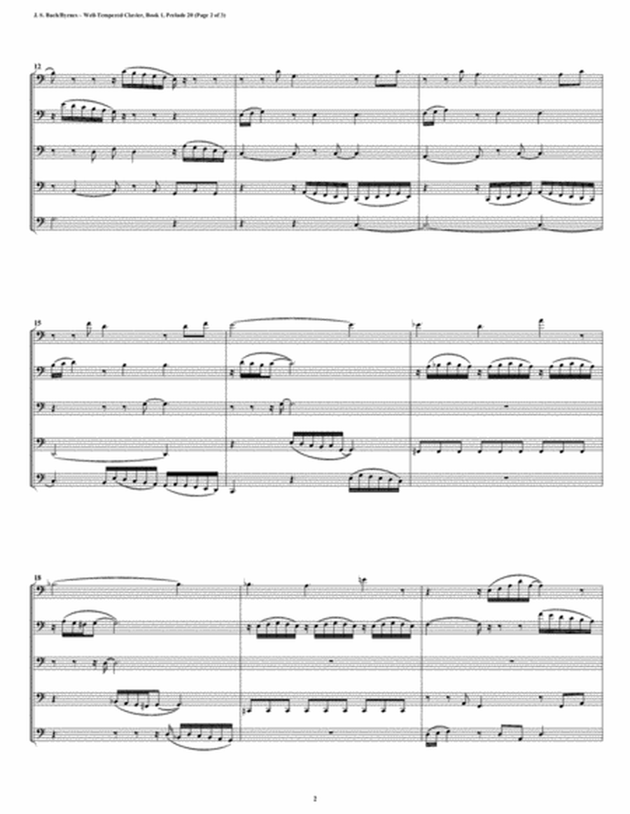 Prelude 20 from Well-Tempered Clavier, Book 1 (Trombone Quintet) image number null