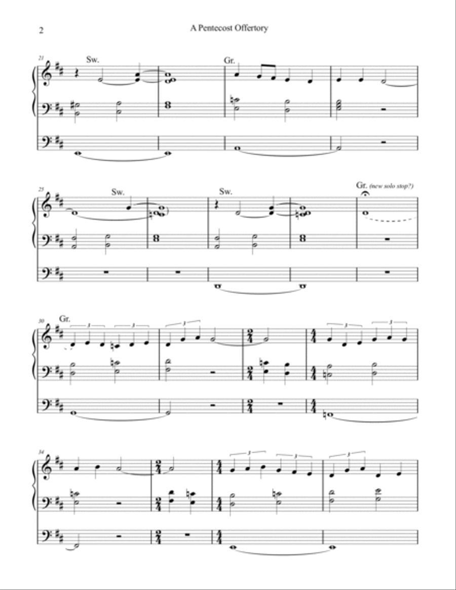 A Pentecost Offertory (Song 13/Veni Creator Spiritus), organ work by Phil Lehenbauer Organ Solo scores gallery preview page 3
