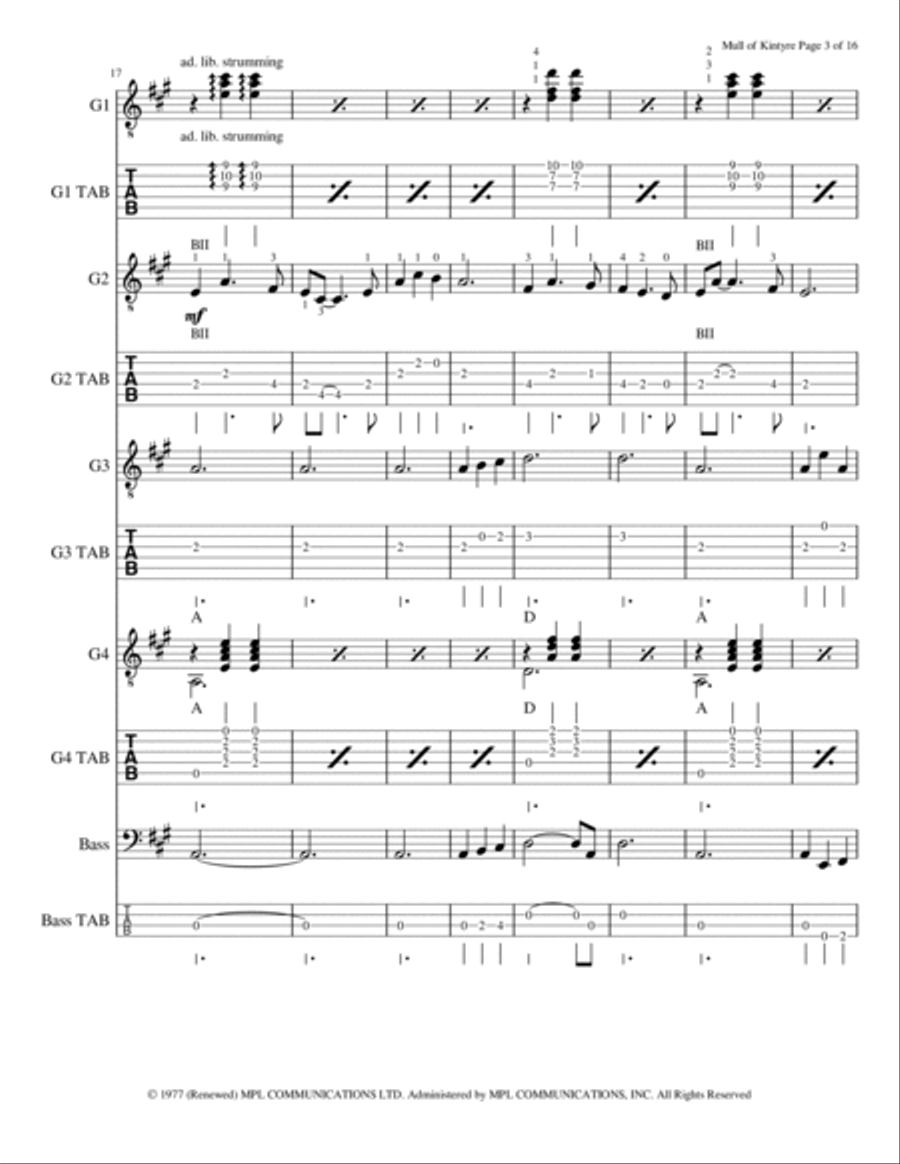 Mull Of Kintyre Guitar Ensemble scores gallery preview page 4