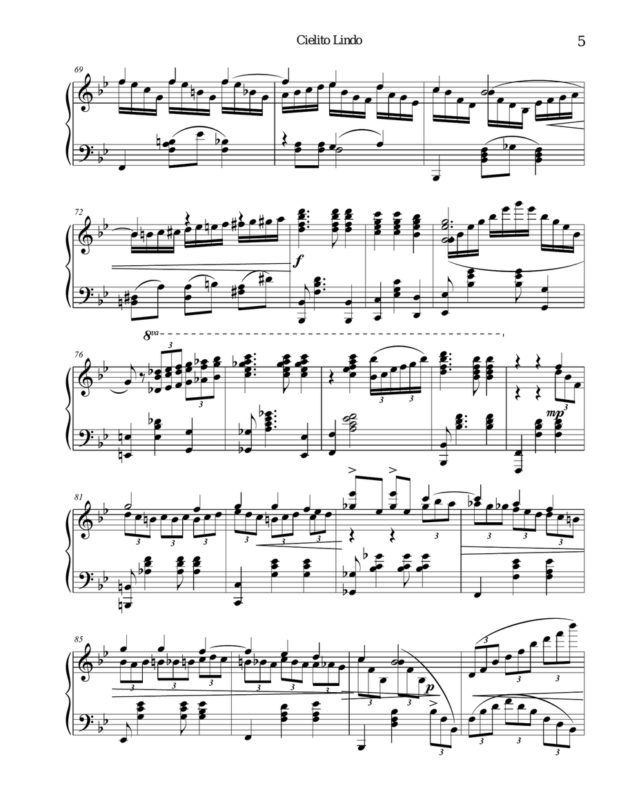 Cielito Lindo (Pretty Little Sky). Piano Solo scores gallery preview page 5