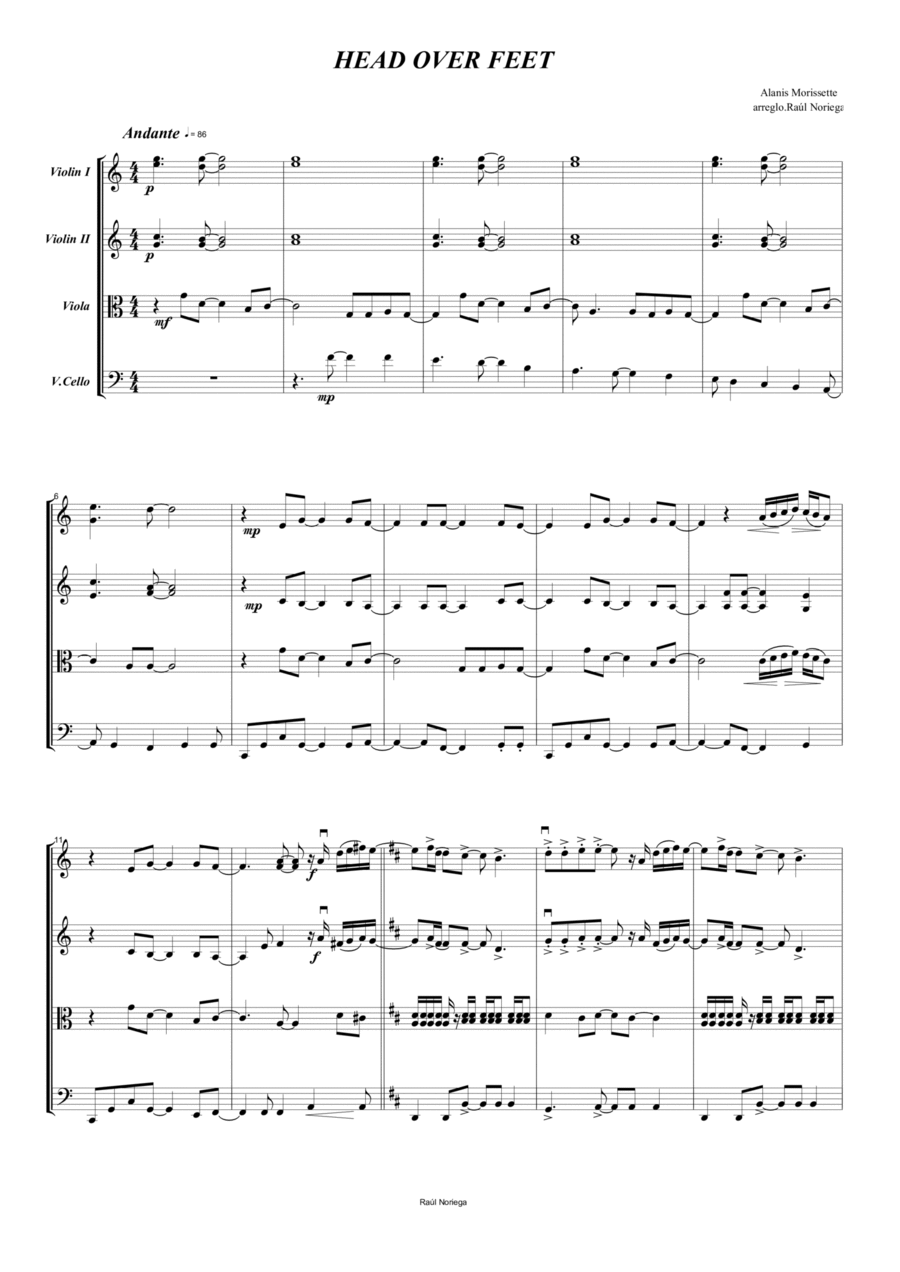 Head Over Feet Head Over Feet String Quartet scores gallery preview page 1