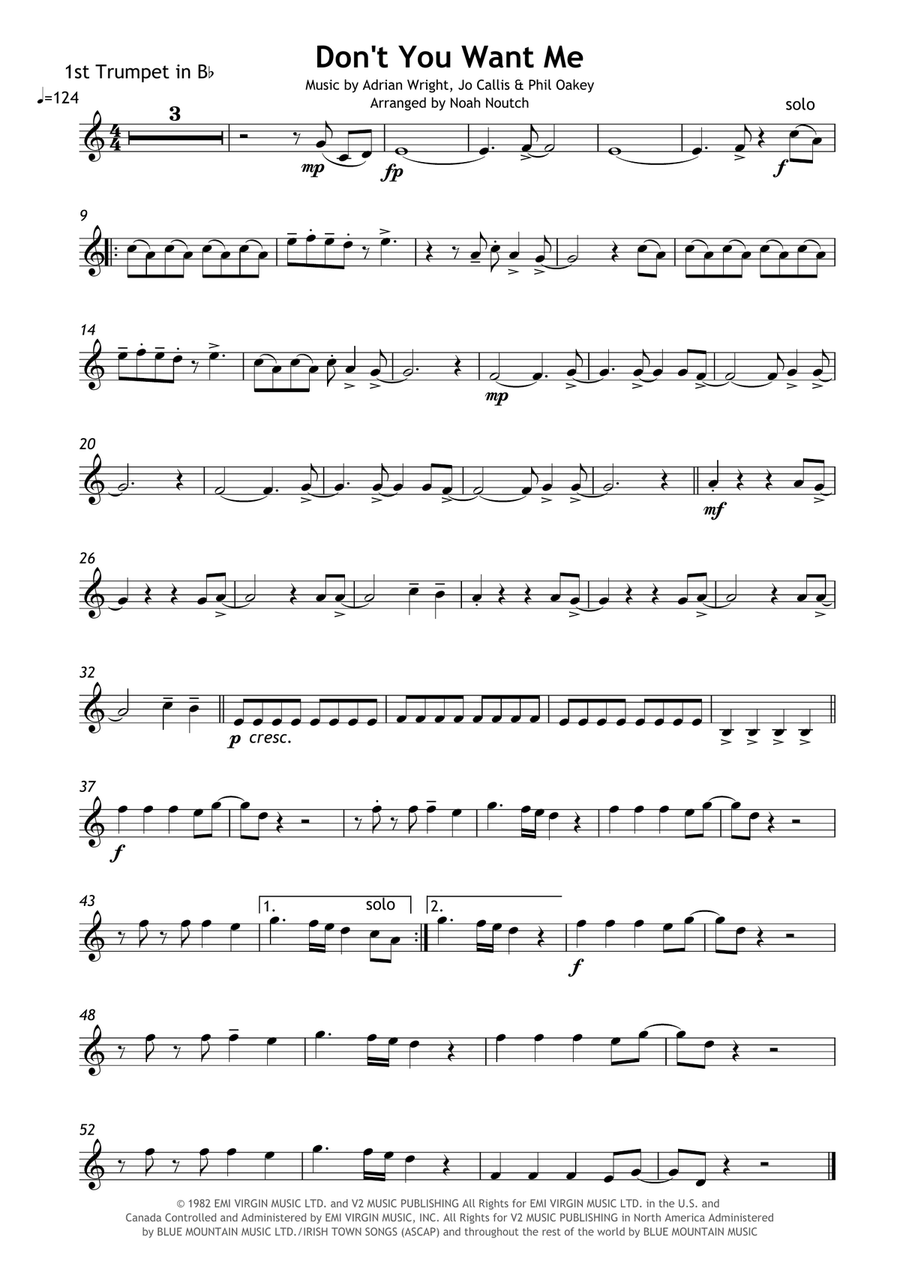 Don't You Want Me Brass Ensemble scores gallery preview page 1