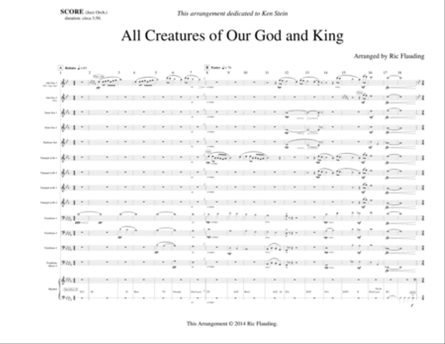 All Creatures of Our God and King (Jazz Band) Jazz Ensemble scores gallery preview page 1