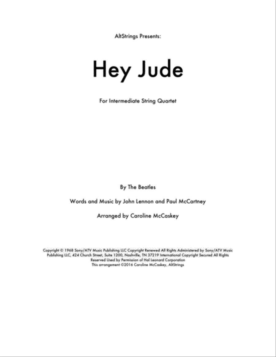 Hey Jude String Quartet scores gallery preview page 1