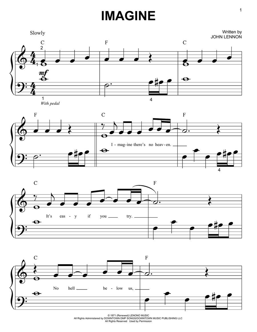 Imagine Easy Piano scores gallery preview page 1