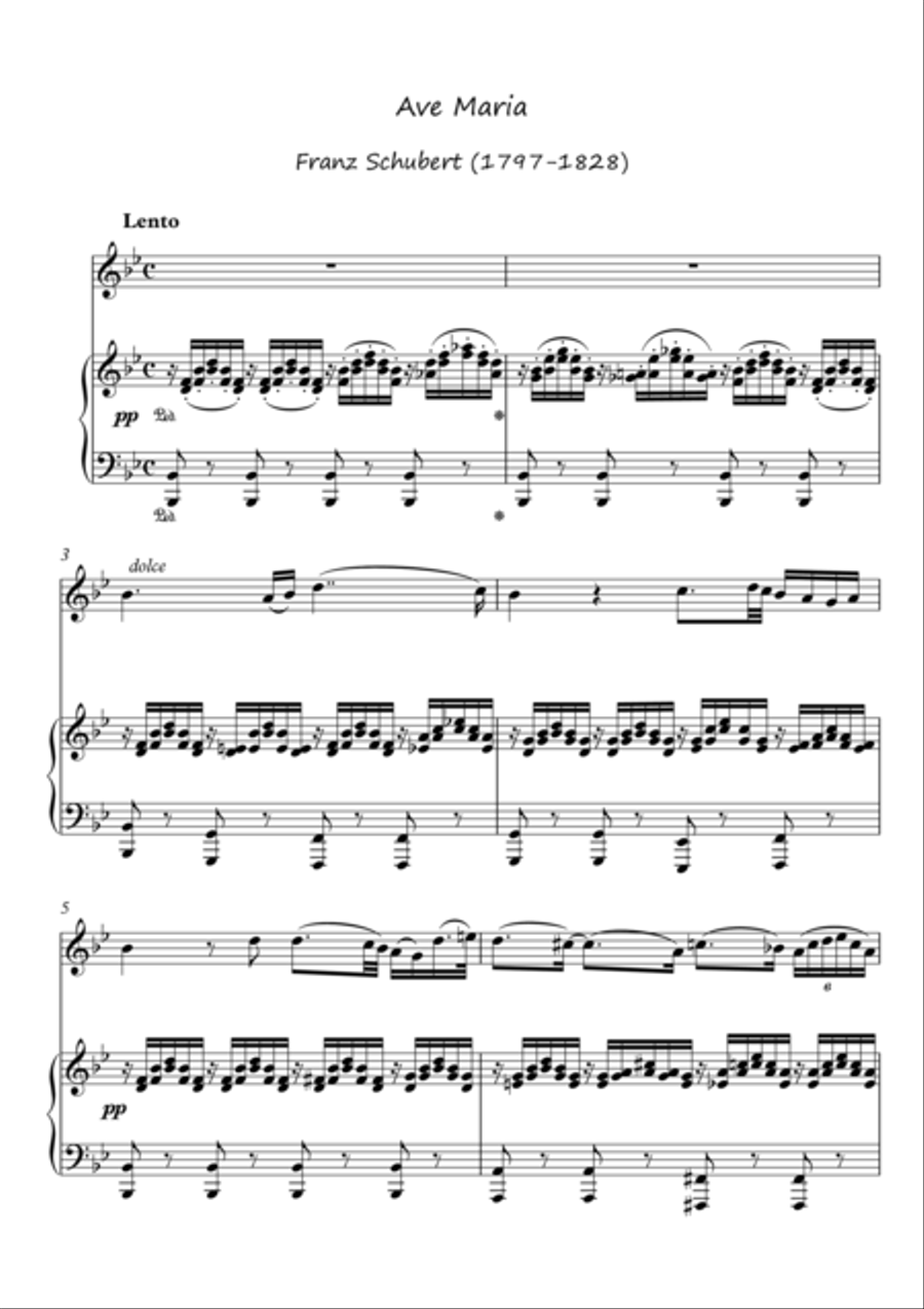Ave Maria Flute piano duet Woodwind Duet scores gallery preview page 1