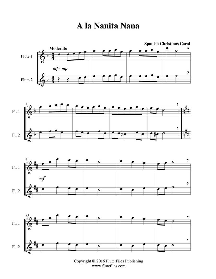 A la Nanita Nana - Flute Duet Flute Duet scores gallery preview page 3