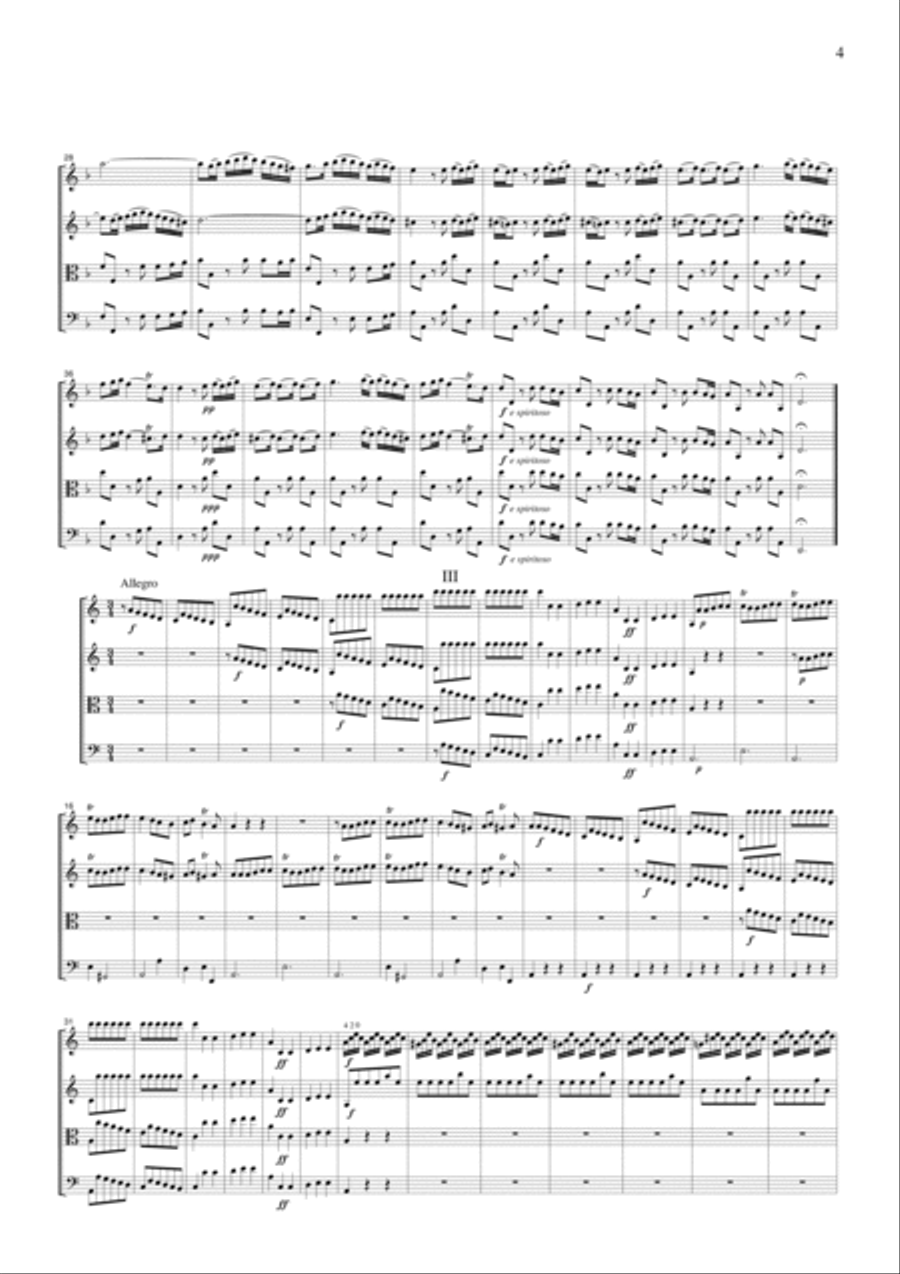 Vivaldi Concerto for 2 Violins in a moll, Op3, No.8, all mvts., for string quartet, CV105 String Quartet scores gallery preview page 4