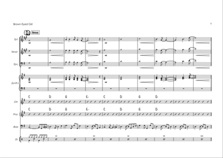 Brown Eyed Girl Jazz Ensemble scores gallery preview page 5