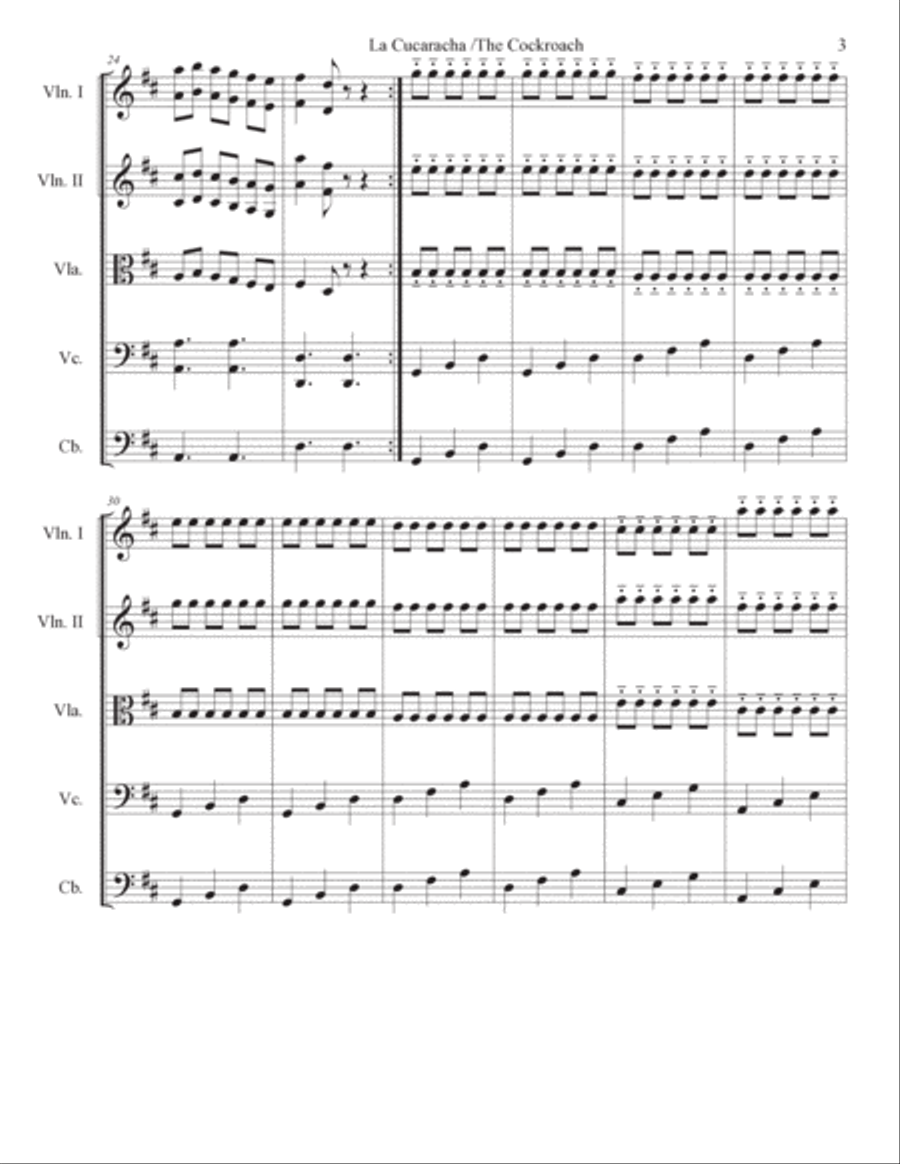 La Cucaracha - Score Only String Orchestra scores gallery preview page 3