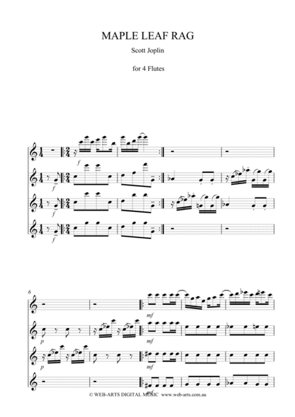 MAPLE LEAF RAG for 4 flutes - SCOTT JOPLIN