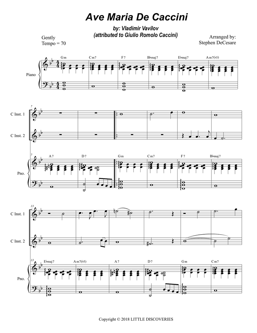 Ave Maria De Caccini Flute scores gallery preview page 1