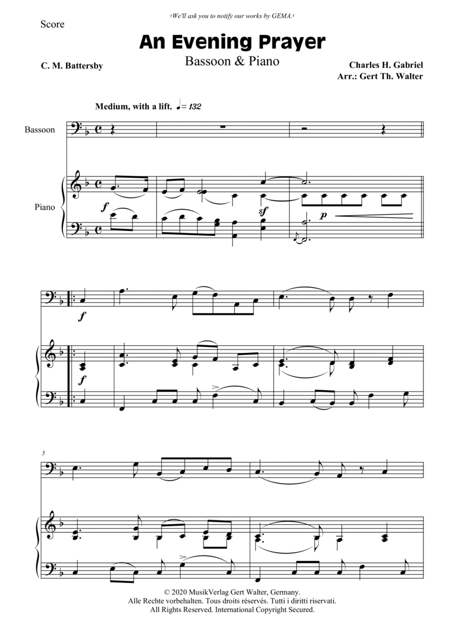 An Evening Prayer Bassoon scores gallery preview page 1