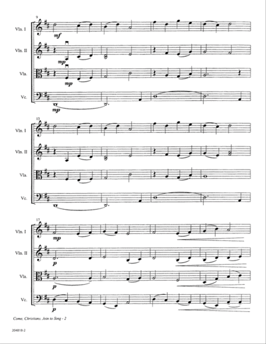 Come, Christians, Join to Sing - String Quartet String Quartet scores gallery preview page 2