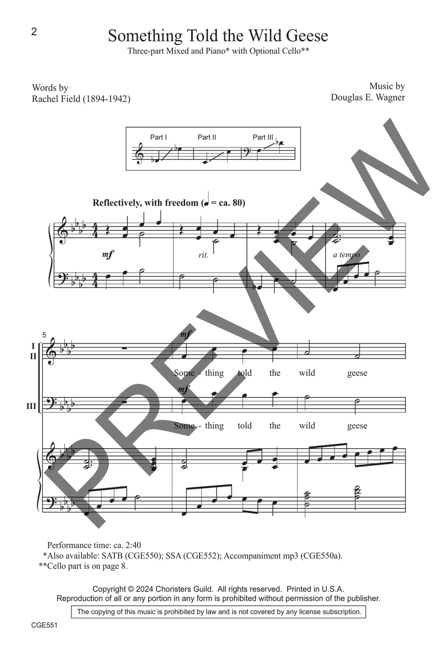 Something Told the Wild Geese (Three-part Mixed) 3-Part scores gallery preview page 3