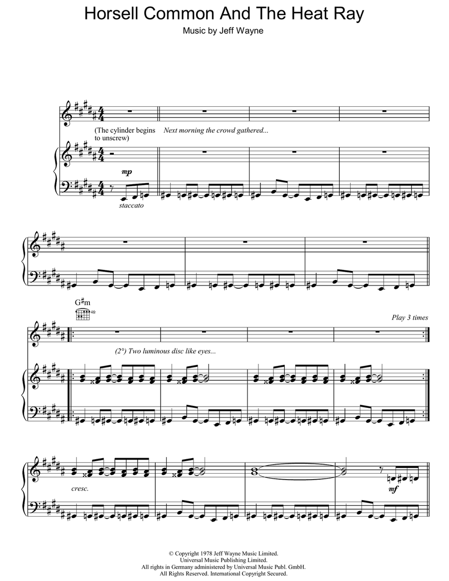 Horsell Common And The Heat Ray (from War Of The Worlds) Guitar scores gallery preview page 1
