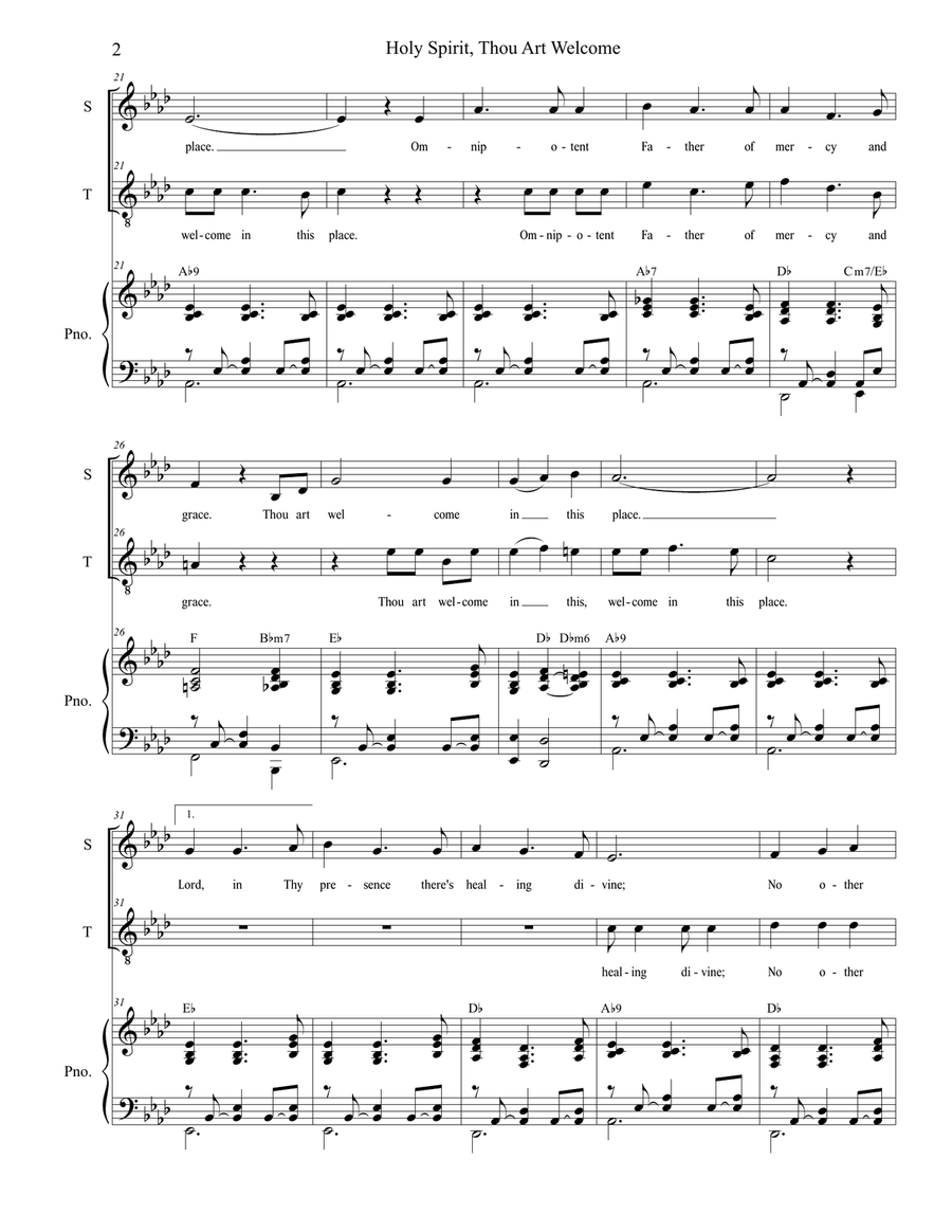 Holy Spirit, Thou Art Welcome Vocal Duet scores gallery preview page 2