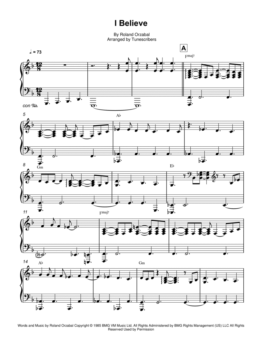 I Believe Piano Solo scores gallery preview page 1