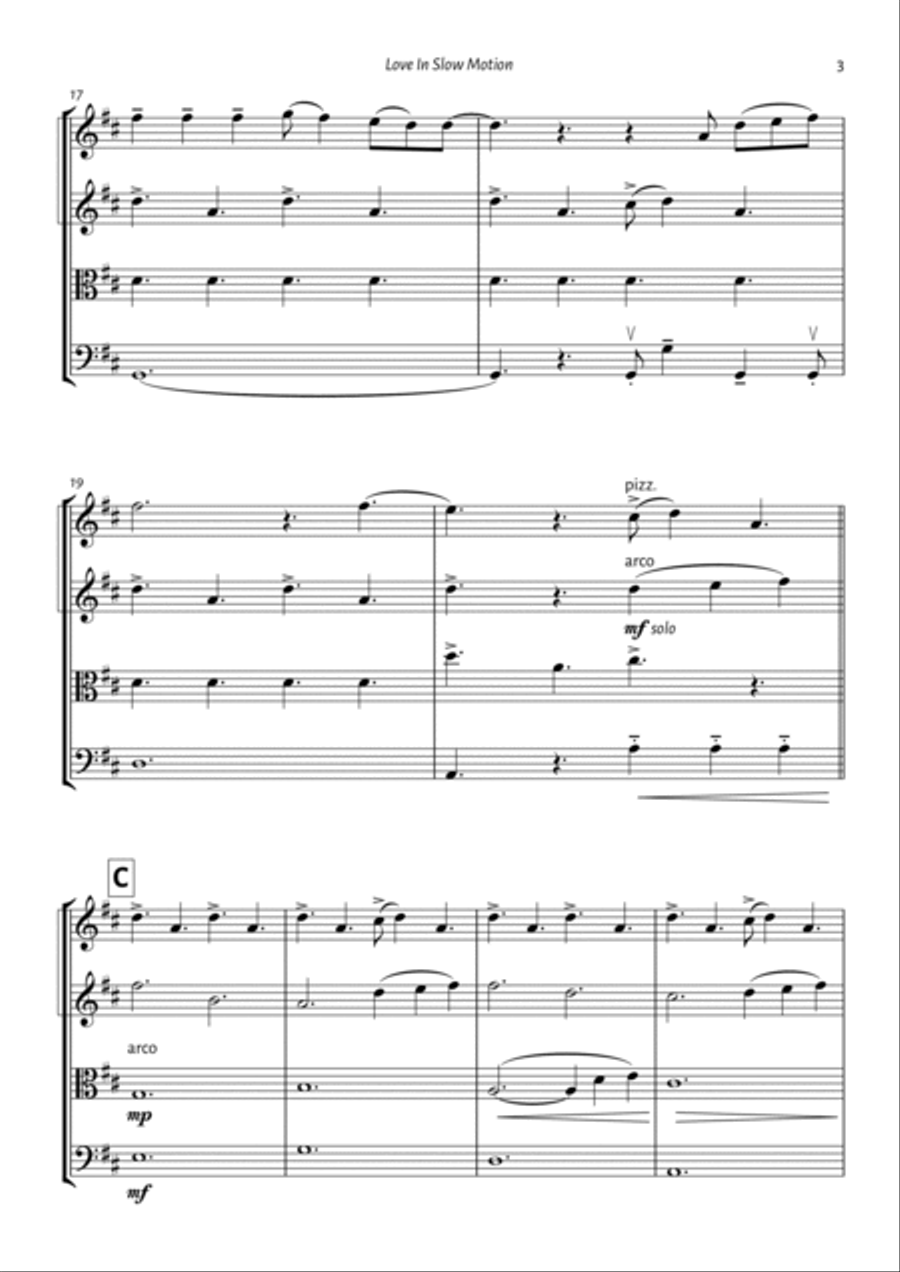 Love In Slow Motion String Quartet scores gallery preview page 3