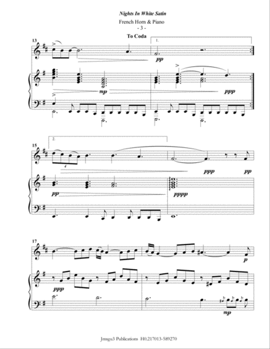 Nights In White Satin Horn scores gallery preview page 3