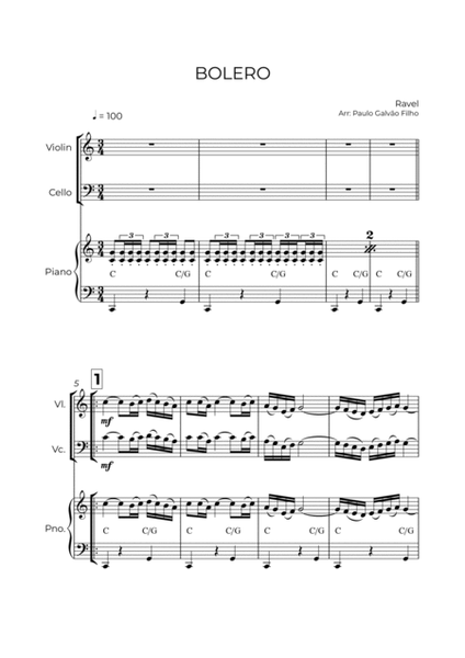 BOLERO - RAVEL - STRING PIANO TRIO (VIOLIN, CELLO & PIANO) image number null