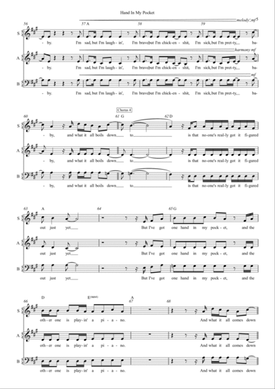 Hand In My Pocket 3-Part scores gallery preview page 5