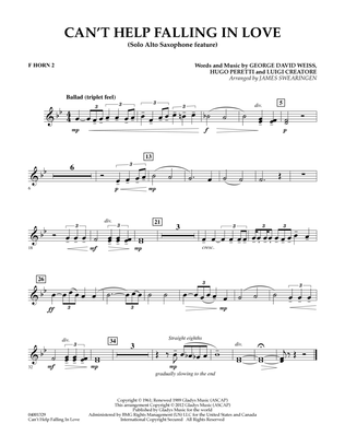 Book cover for Can't Help Falling In Love (Solo Alto Saxophone Feature) - F Horn 2