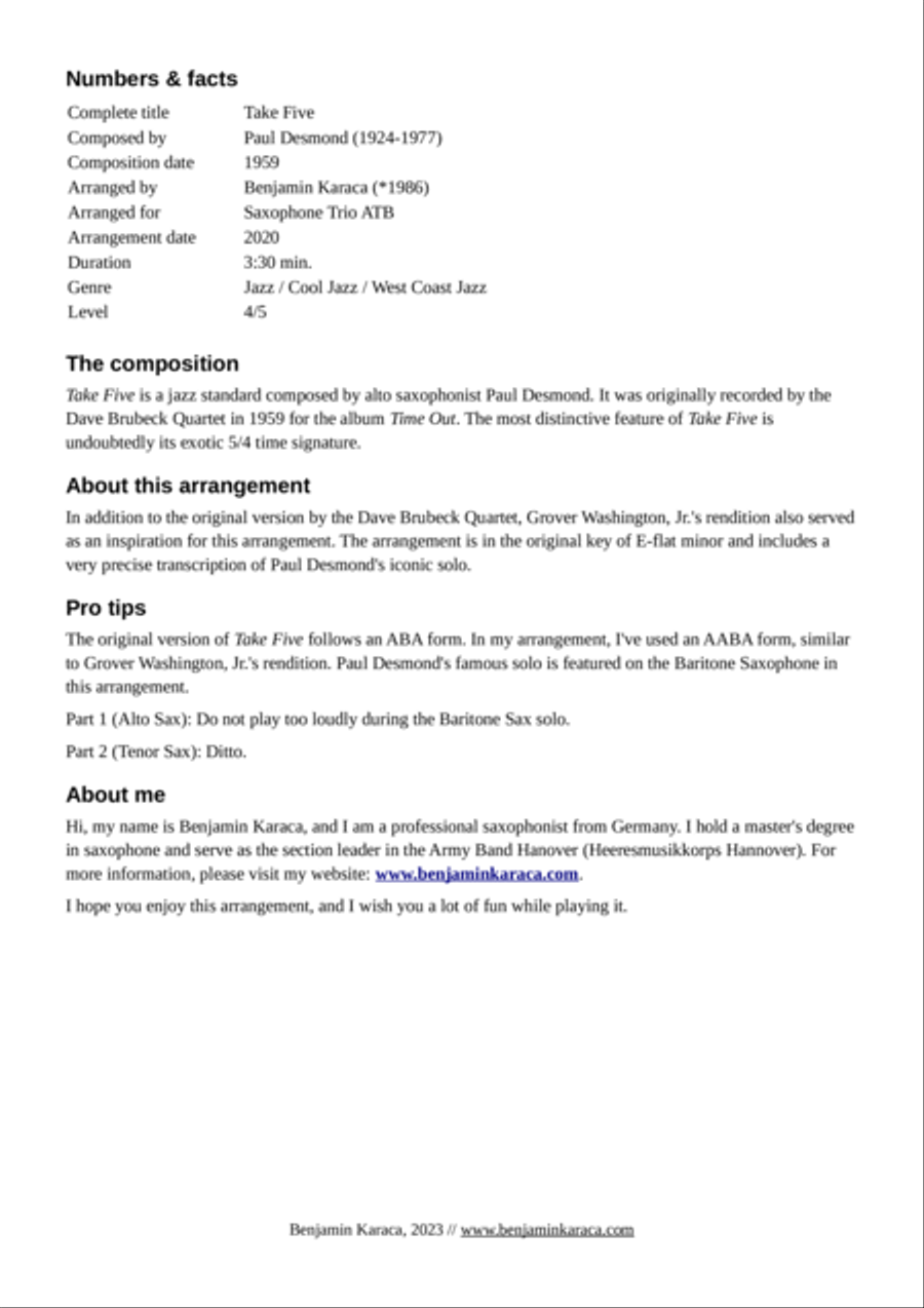 Take Five Woodwind Trio scores gallery preview page 2